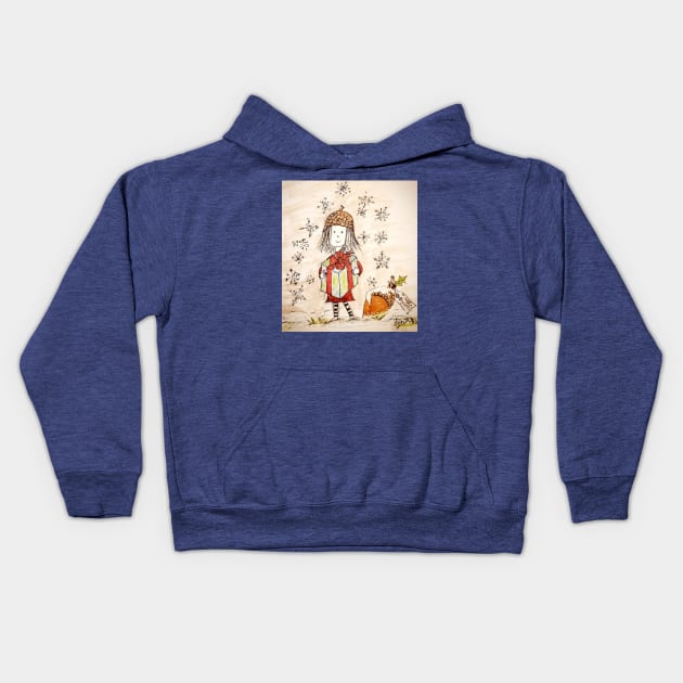 The Little Acorn Girl Christmas Kids Hoodie by dsullivan65